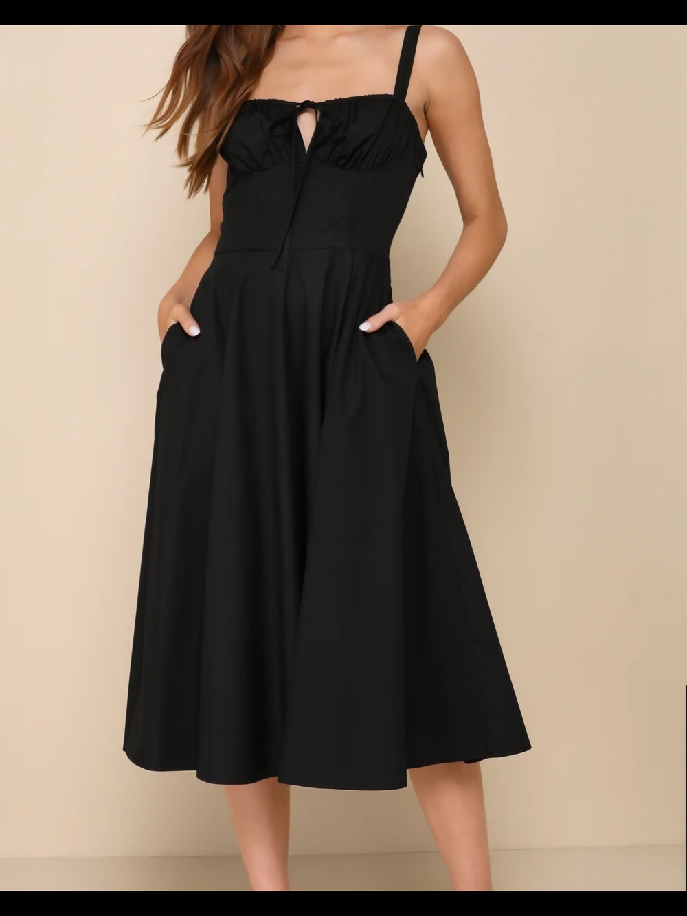 Lulus Compelling Charisma Black Bustier Midi Dress With Pockets Sz XL Boho Fairy